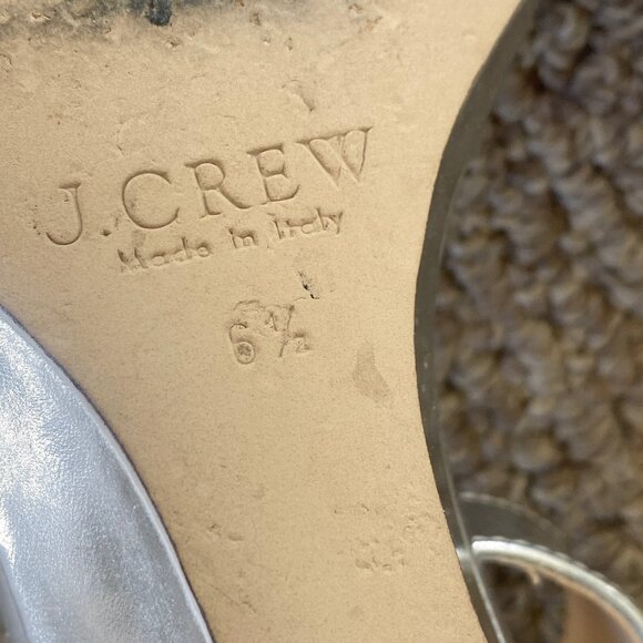 J. Crew Mirror Lillian Silver Metallic Wedge Sandals 6.5M - Picture 9 of 12